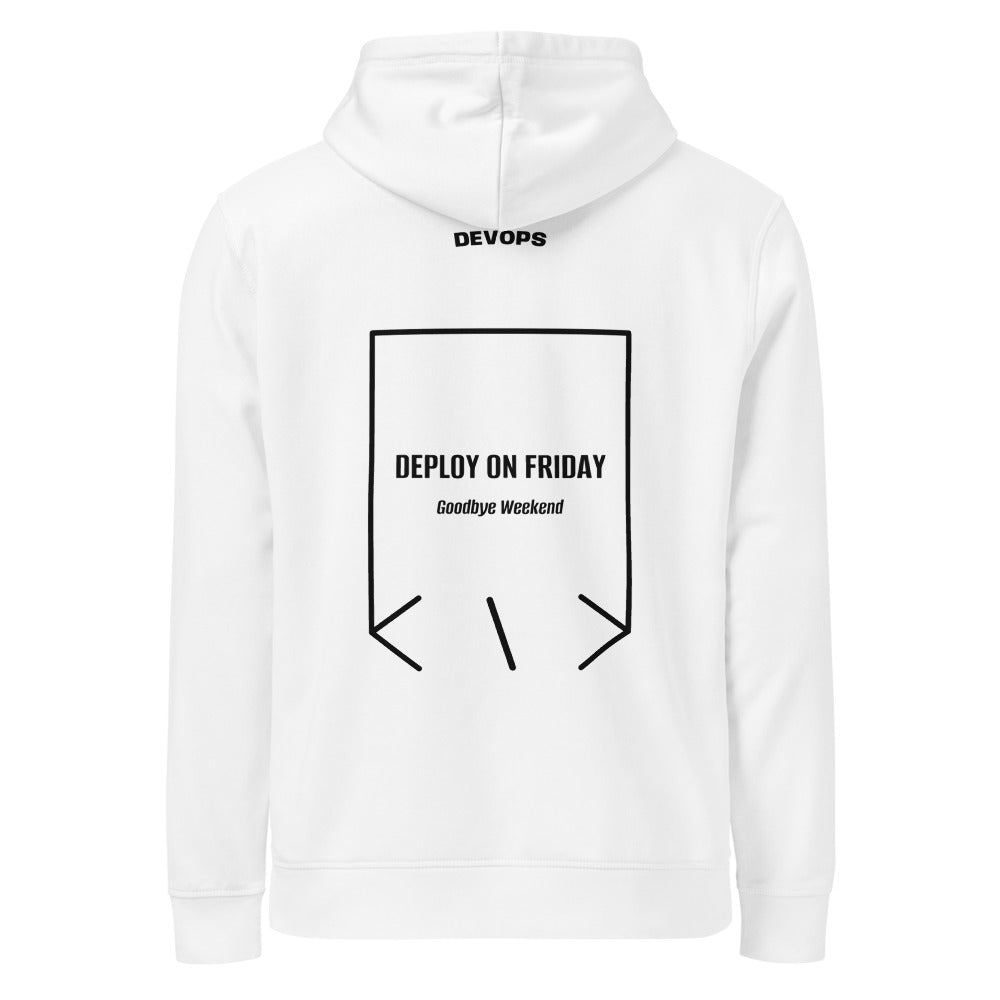 Deploy On Friday — White Black back mockup