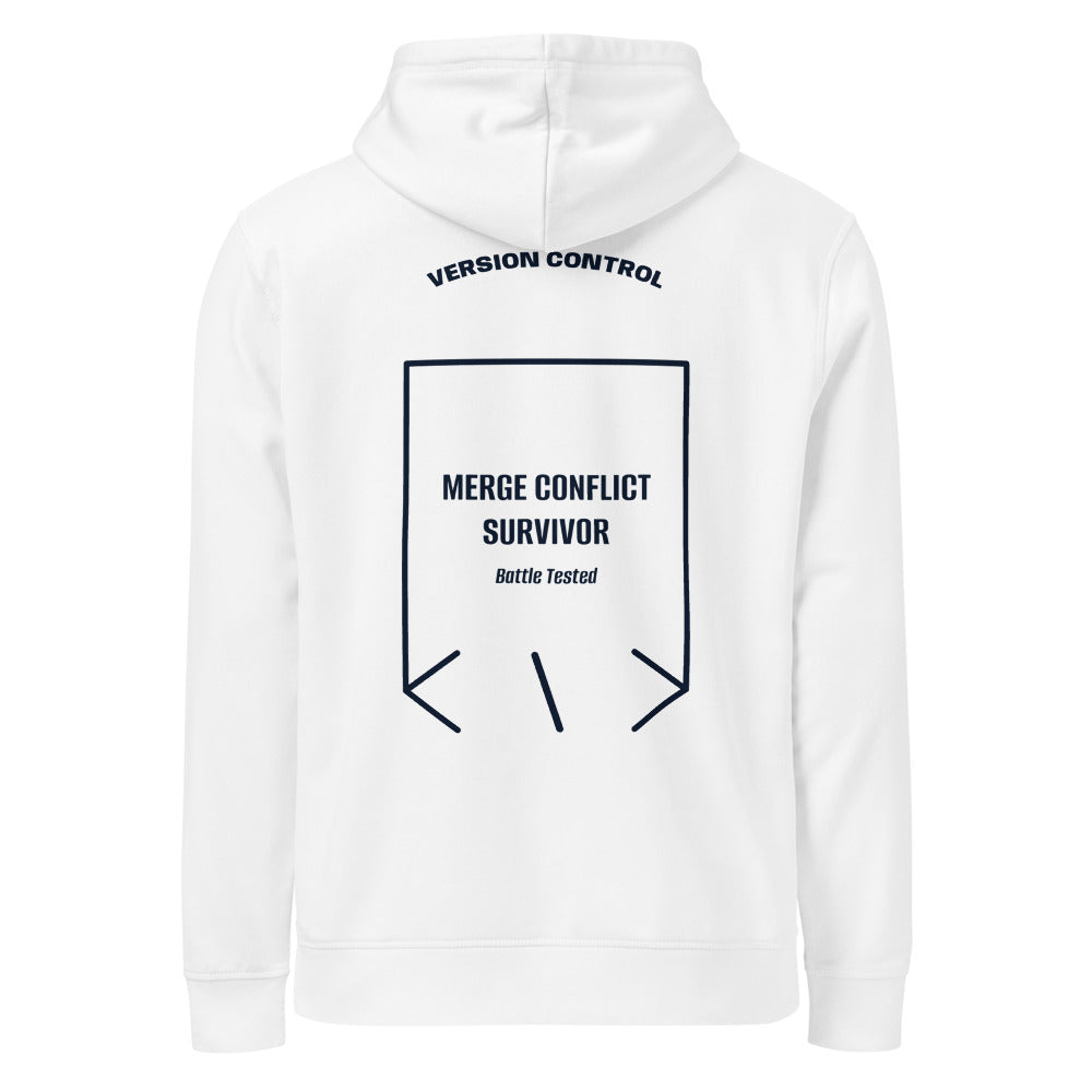 Merge Conflict Survivor — White French Navy back mockup