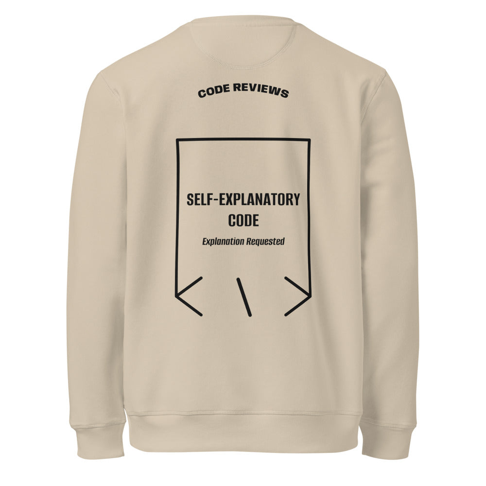 Self-Explanatory Code — Desert Dust Black back mockup