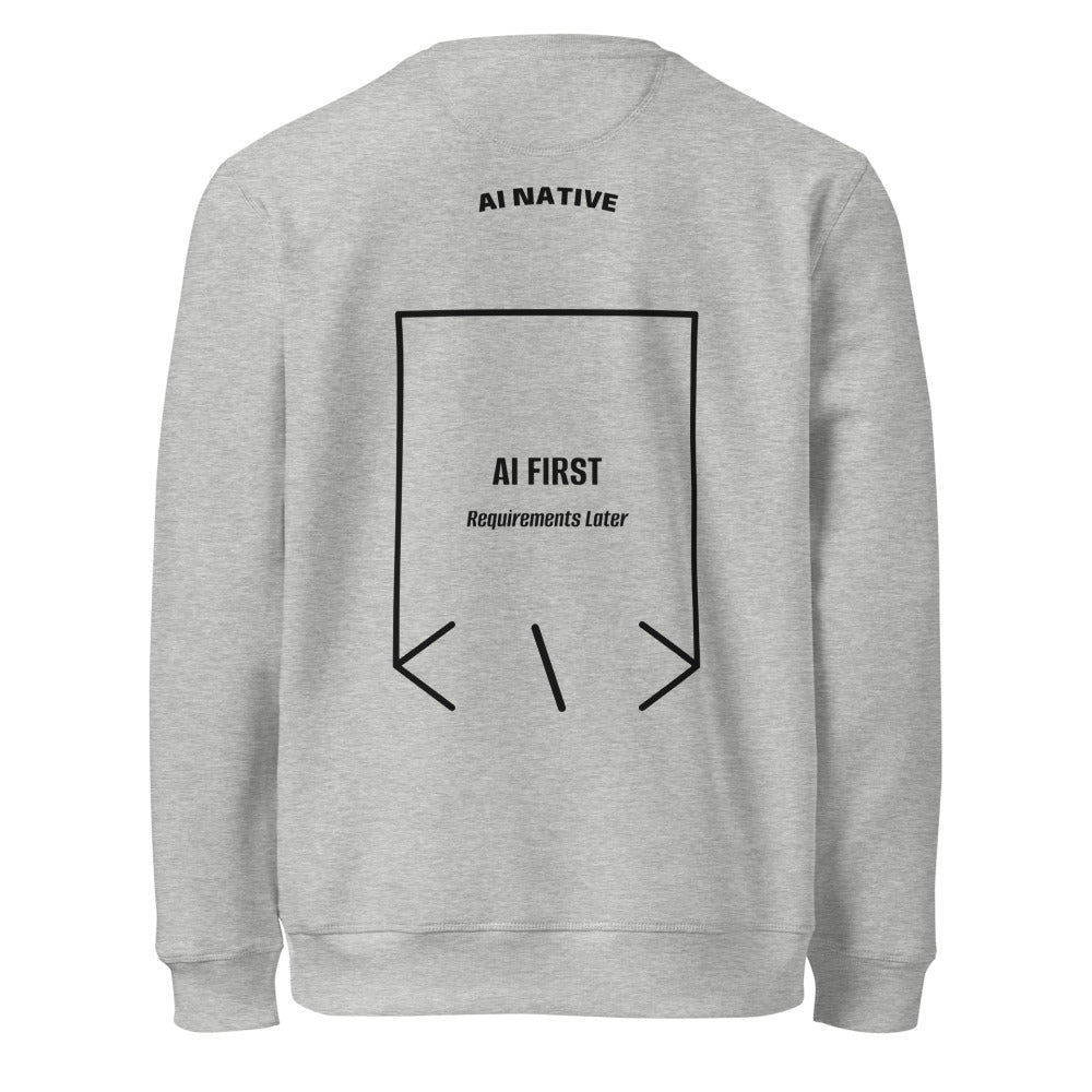 AI First — Heather Grey Black back mockup