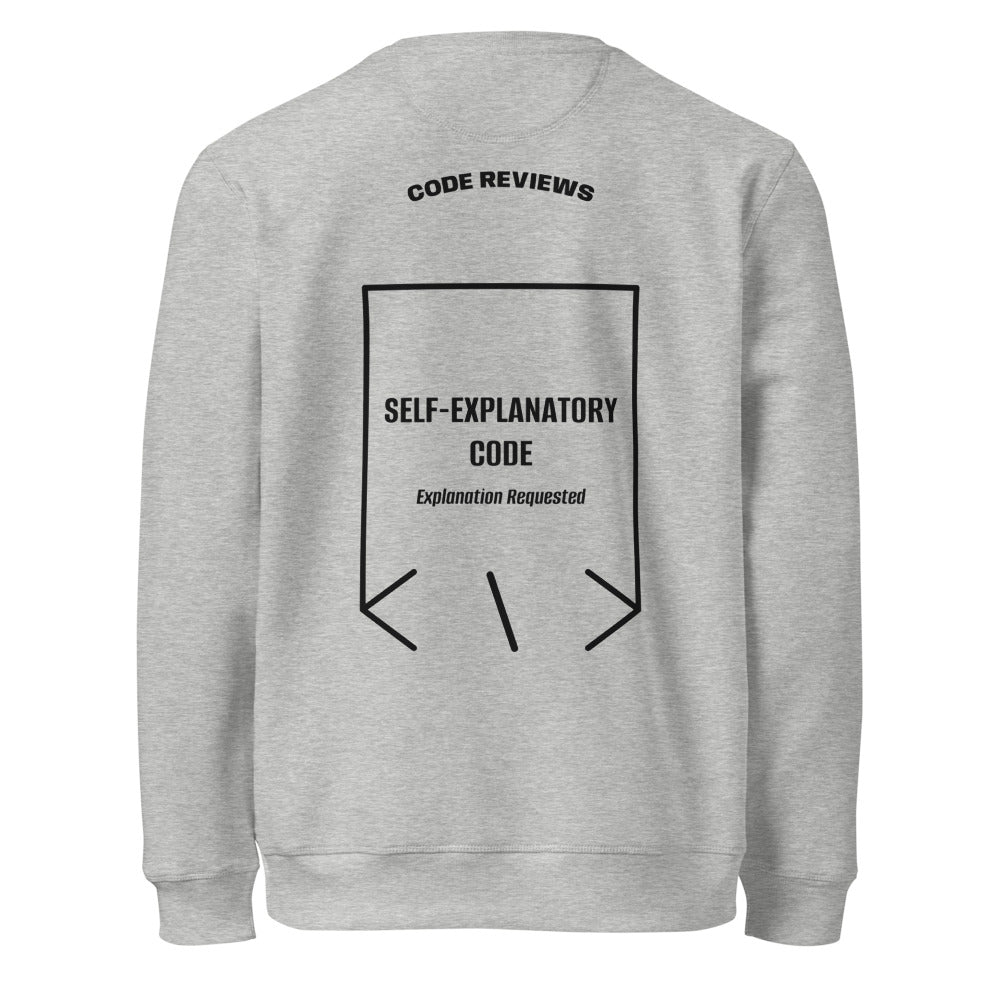 Self-Explanatory Code — Heather Grey Black back mockup