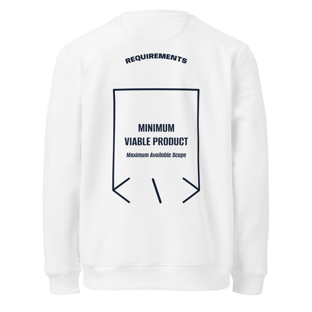 Minimum Viable Product — White French Navy back mockup