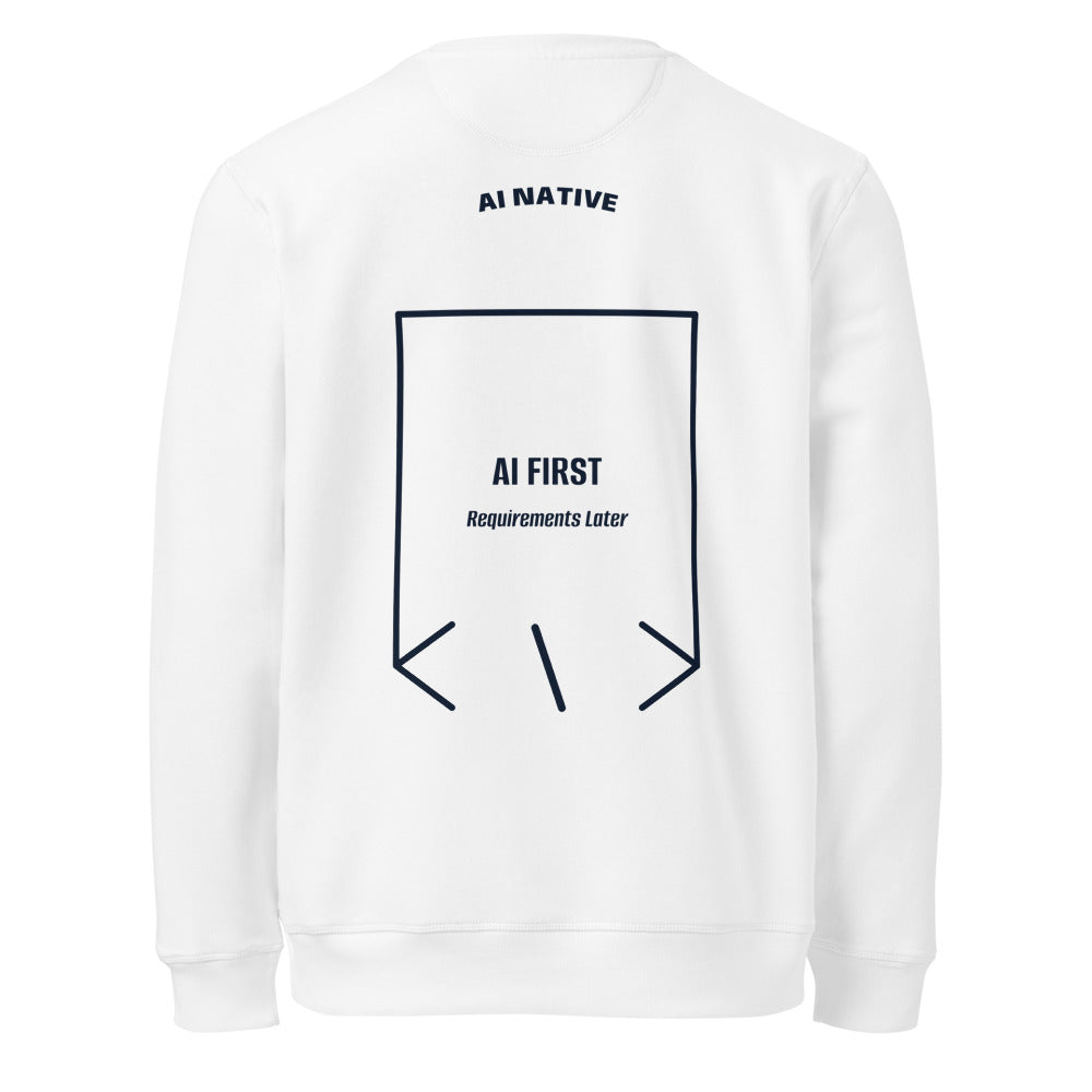 AI First — White French Navy back mockup