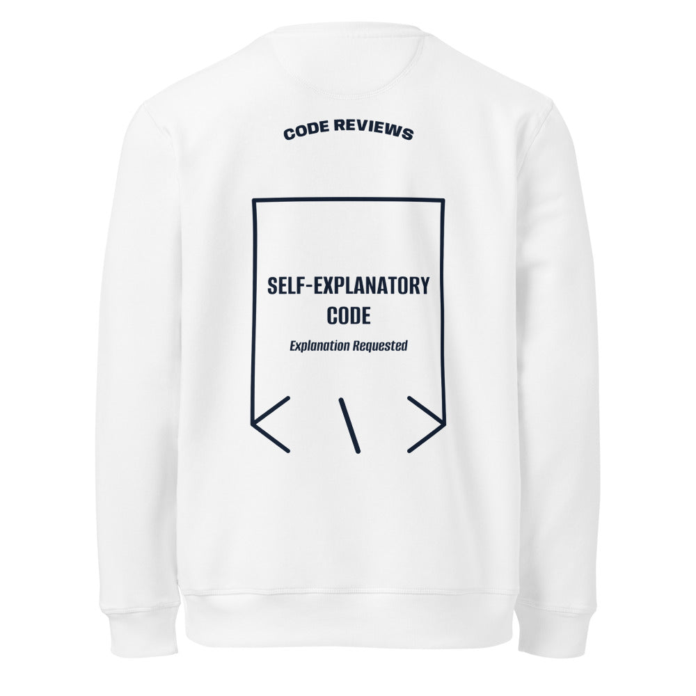 Self-Explanatory Code — secondary back mockup