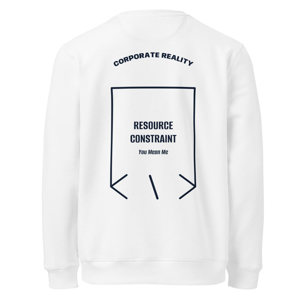 Resource Constraint — White French Navy back mockup