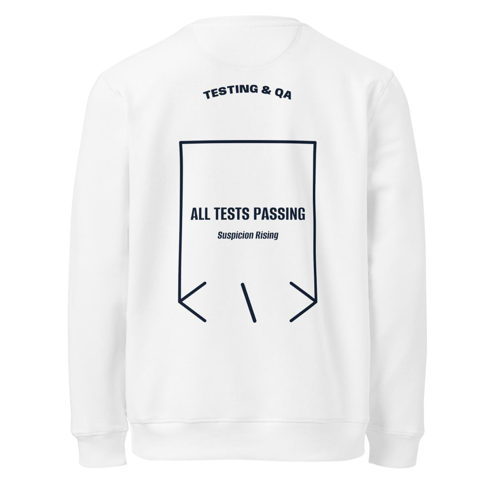 All Tests Passing — White French Navy back mockup