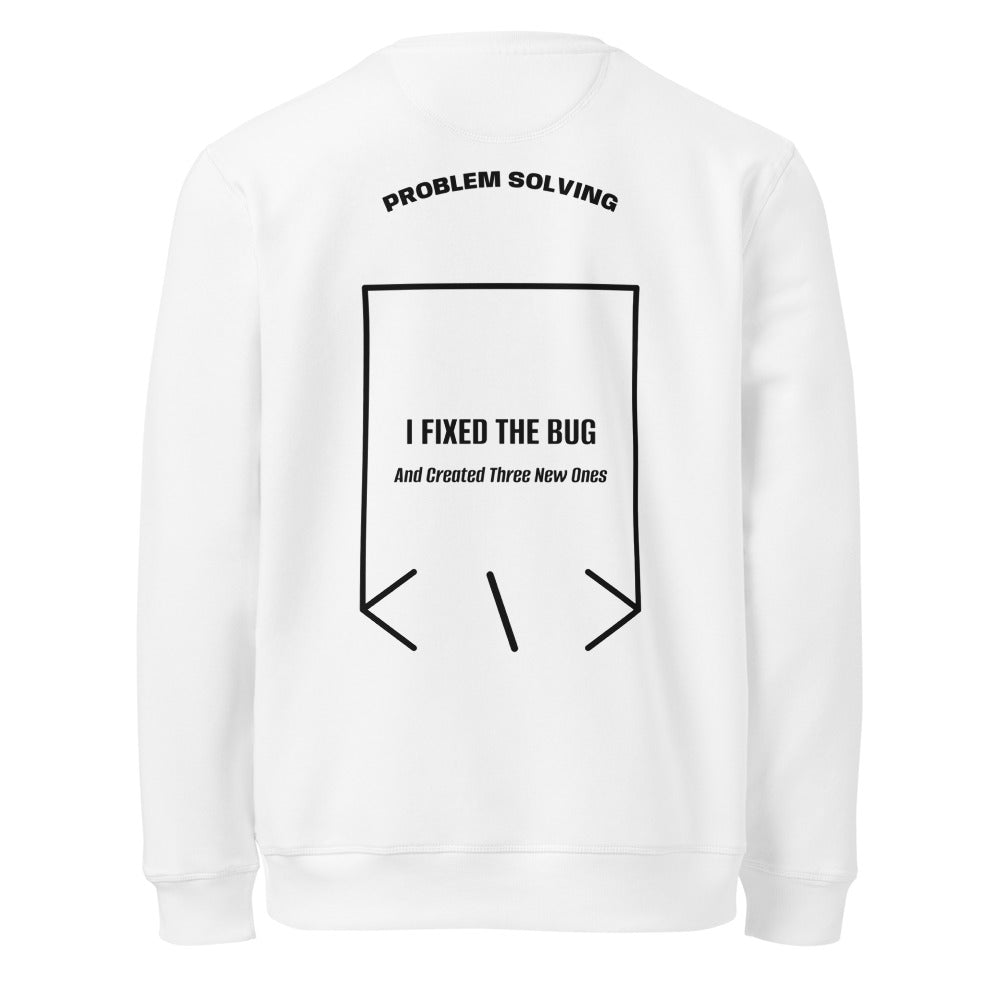 I Fixed The Bug — White Black back mockup