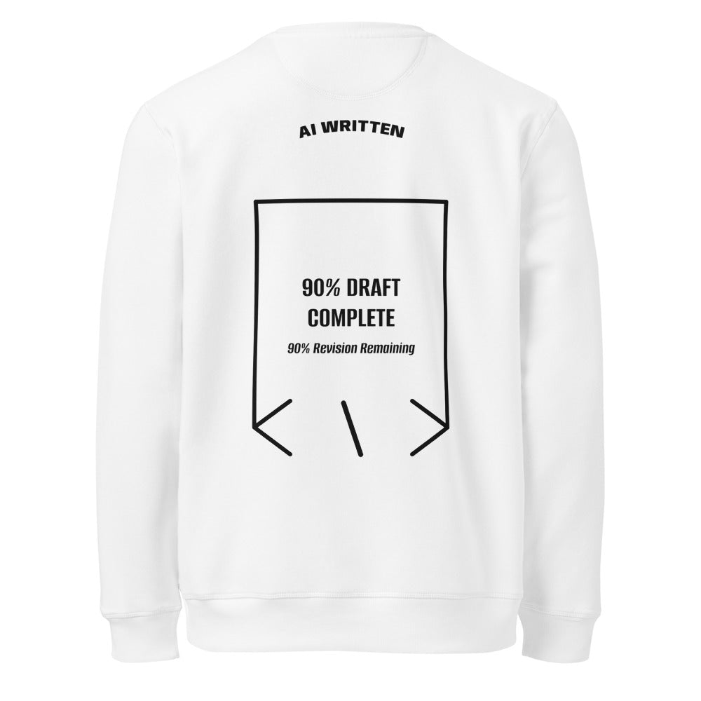 90% Draft Complete — White Black back mockup