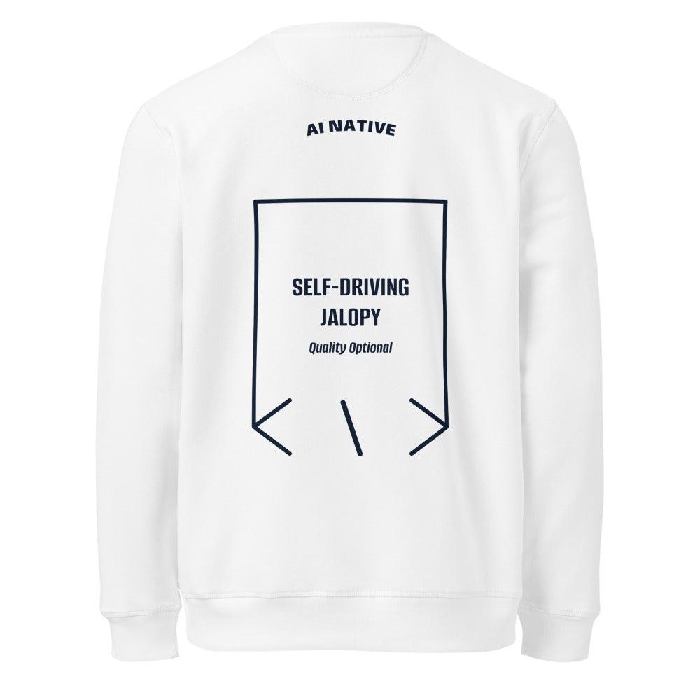 Self-Driving Jalopy — White French Navy back mockup