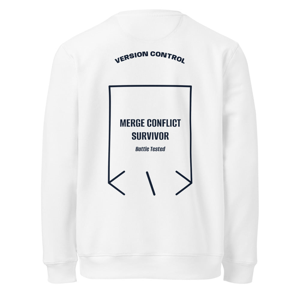 Merge Conflict Survivor — White French Navy back mockup