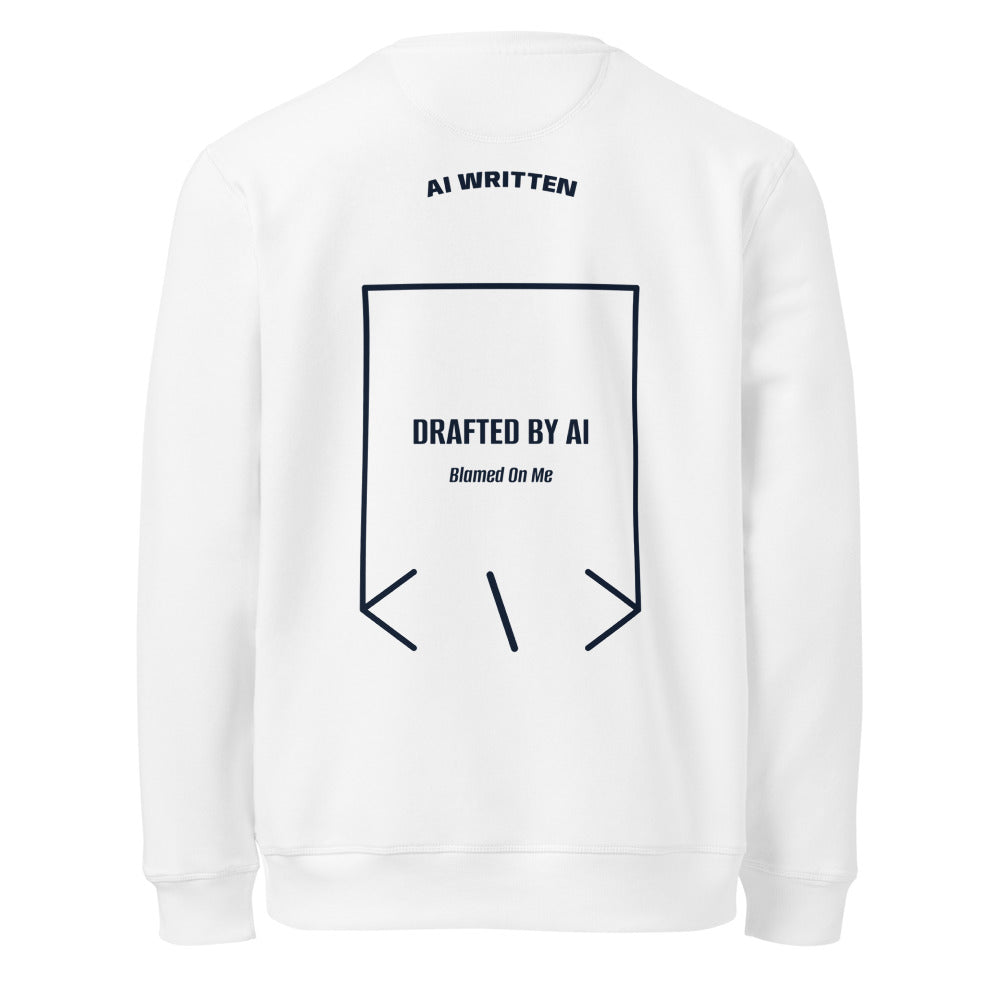 Drafted By AI — White French Navy back mockup