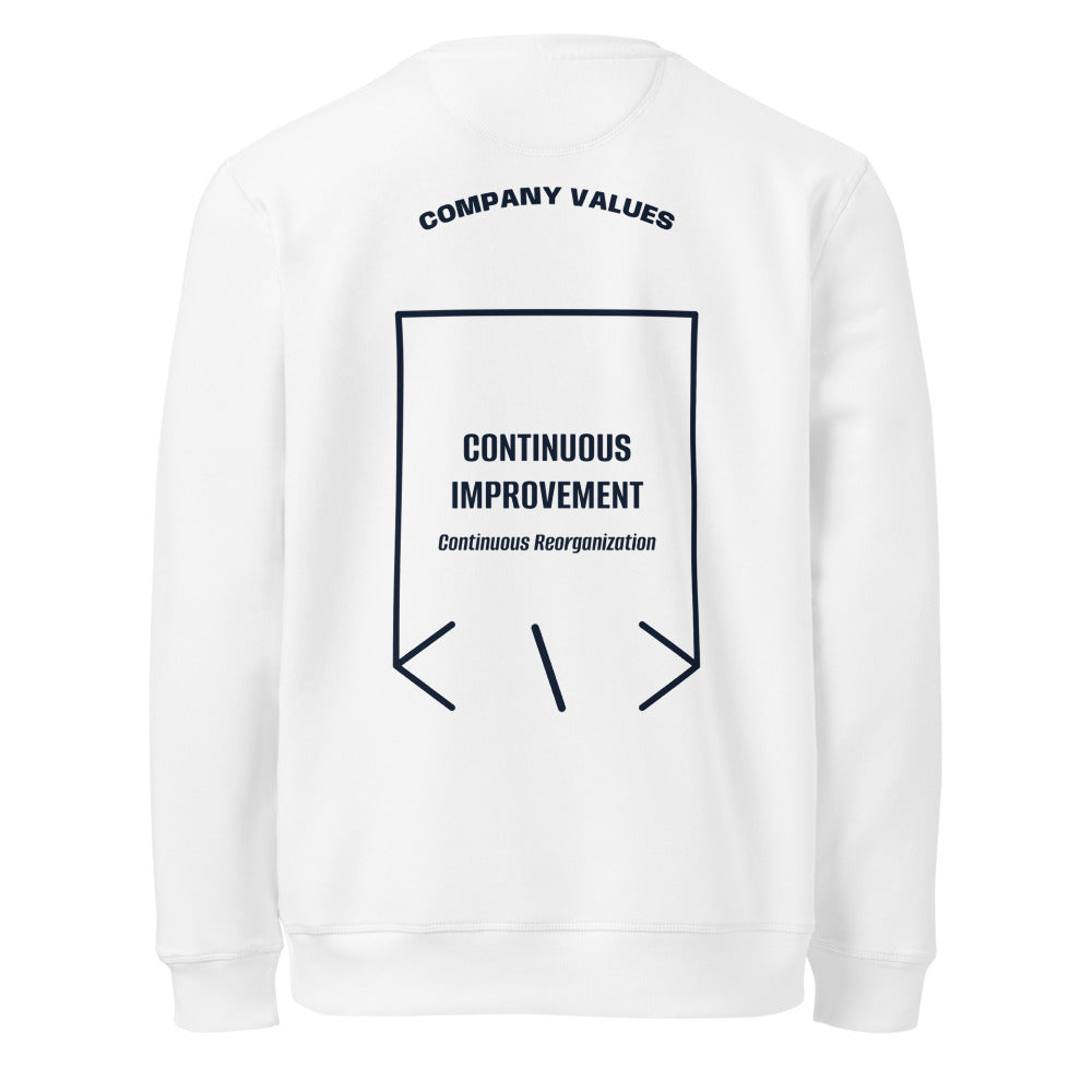 Continuous Improvement — White French Navy back mockup