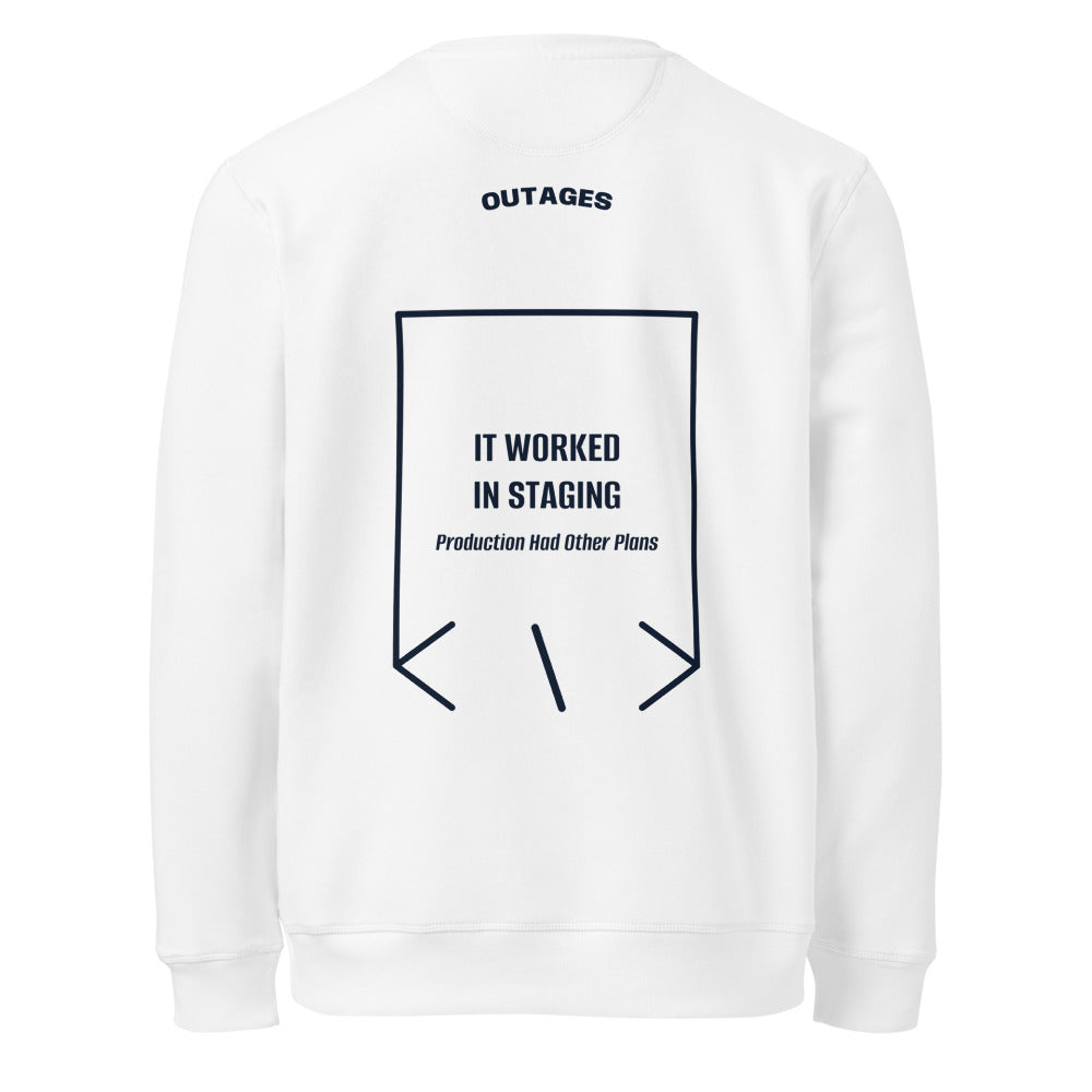 It Worked In Staging — White French Navy back mockup