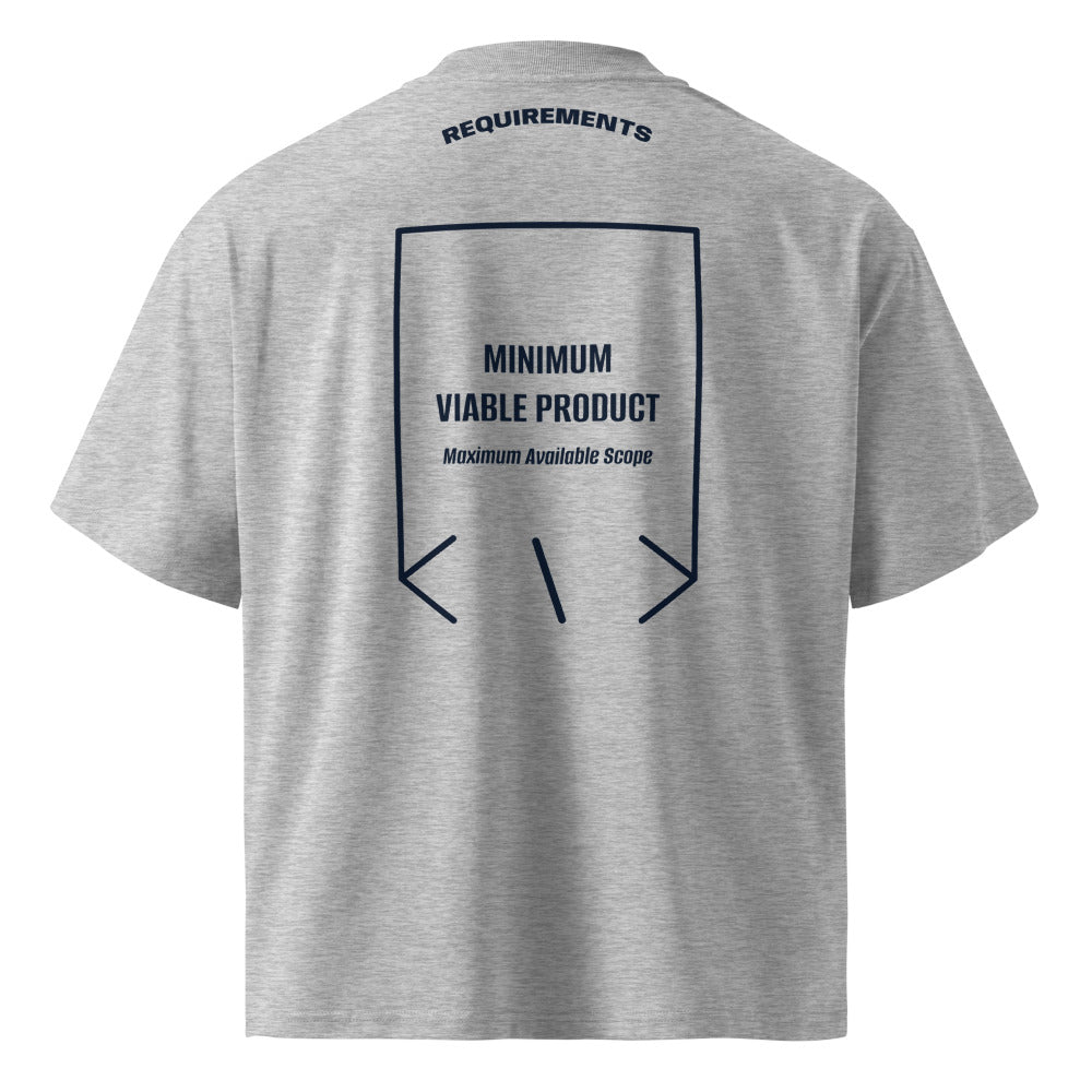 Minimum Viable Product — Heather Grey French Navy back mockup