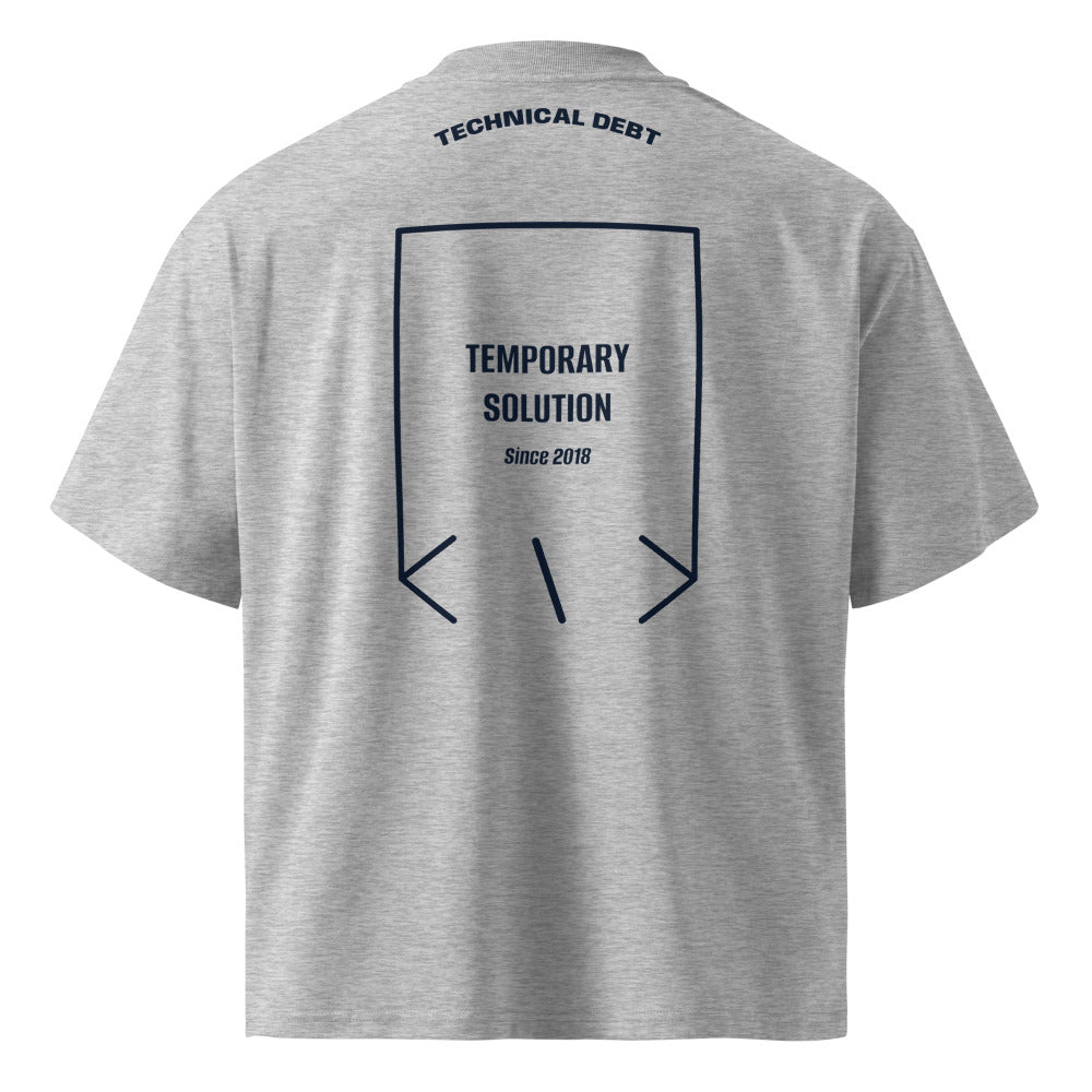 Temporary Solution — Heather Grey French Navy back mockup
