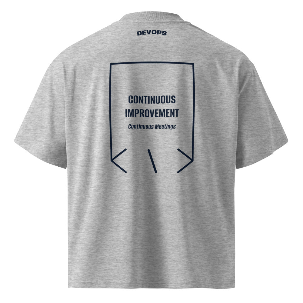 Continuous Improvement — Heather Grey French Navy back mockup