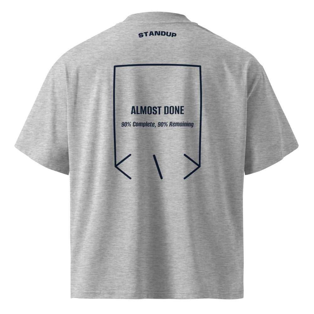 Almost Done — Heather Grey French Navy back mockup