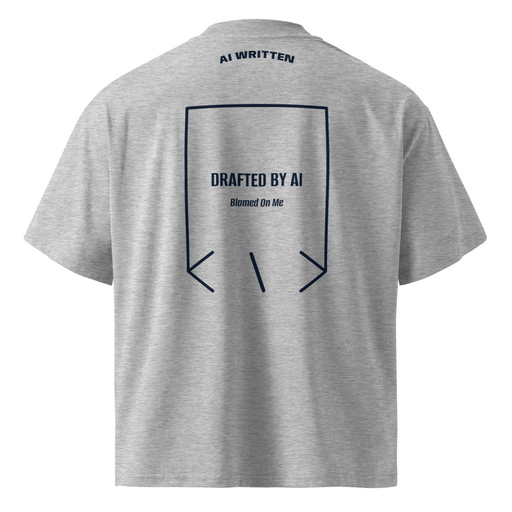 Drafted By AI — Heather Grey French Navy back mockup