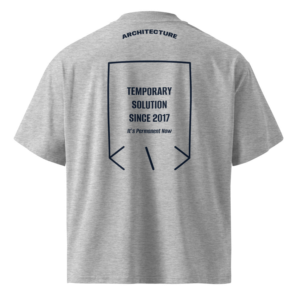 Temporary Solution Since 2017 — Heather Grey French Navy back mockup