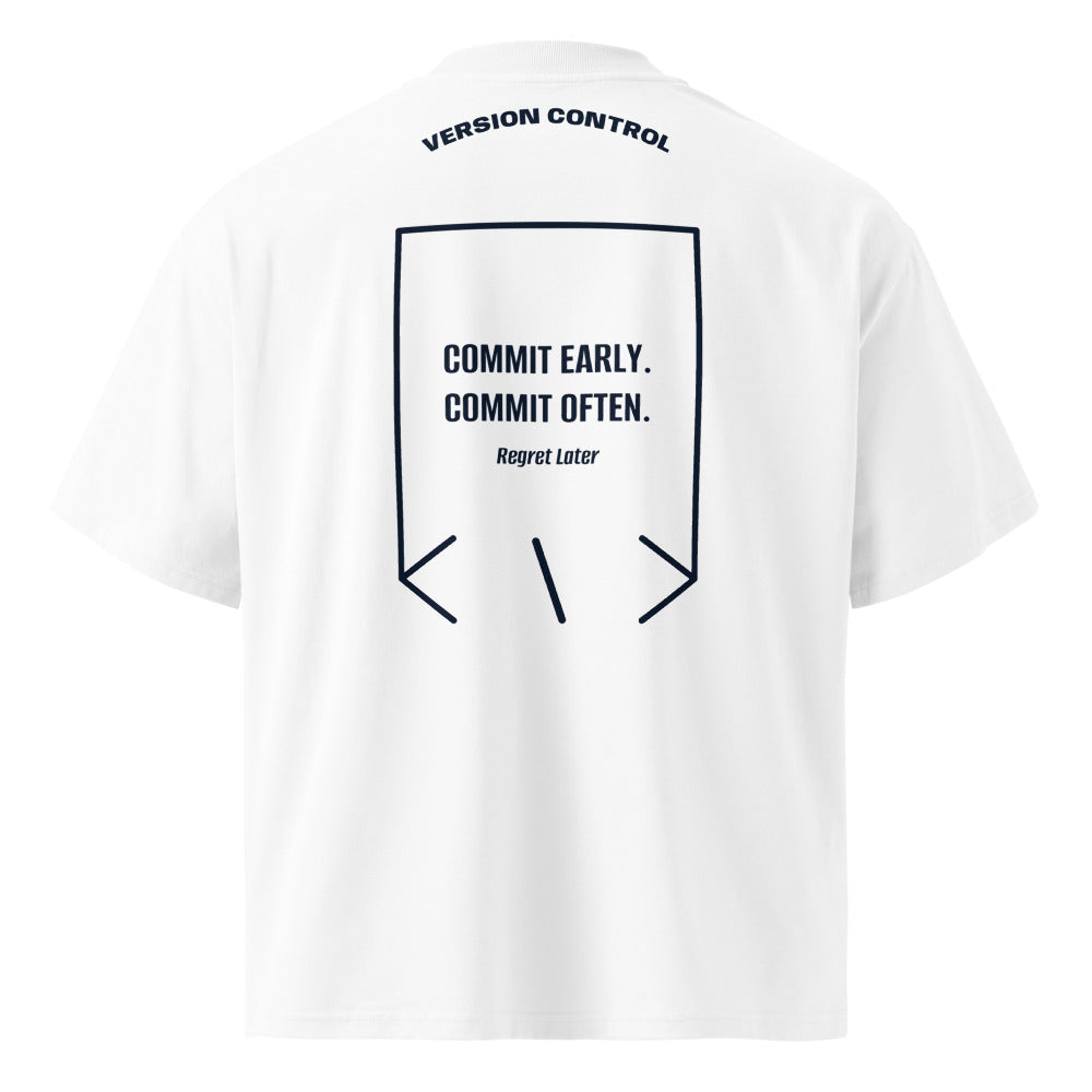 Commit Early. Commit Often. — White French Navy back mockup