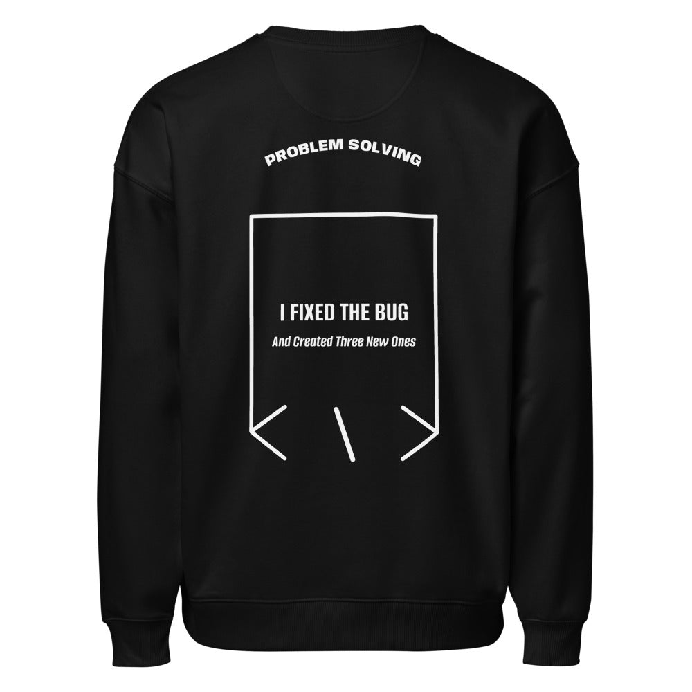I Fixed The Bug — Black White back mockup