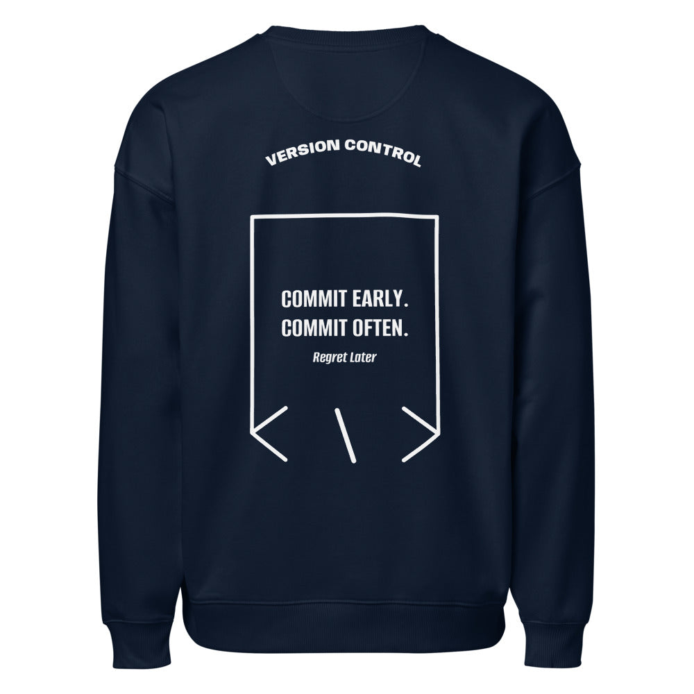Commit Early. Commit Often. — French Navy White back mockup