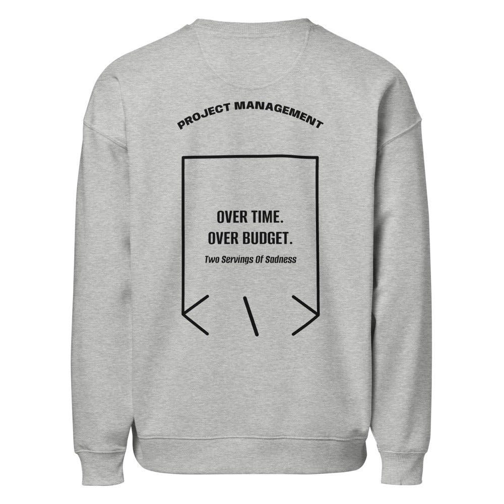 Over Time. Over Budget. — secondary back mockup