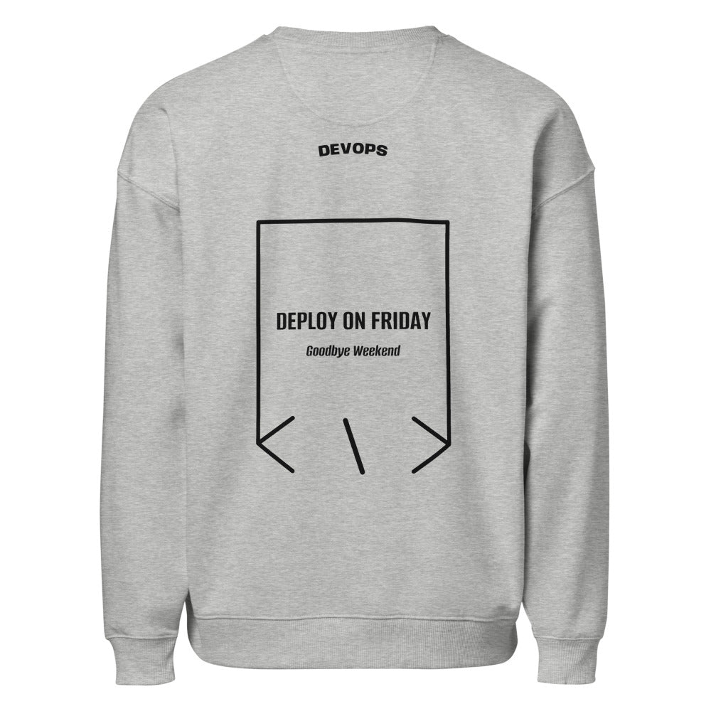 Deploy On Friday — Heather Grey Black back mockup