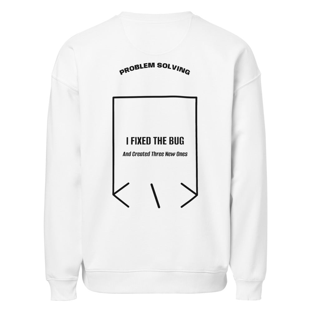 I Fixed The Bug — White Black back mockup
