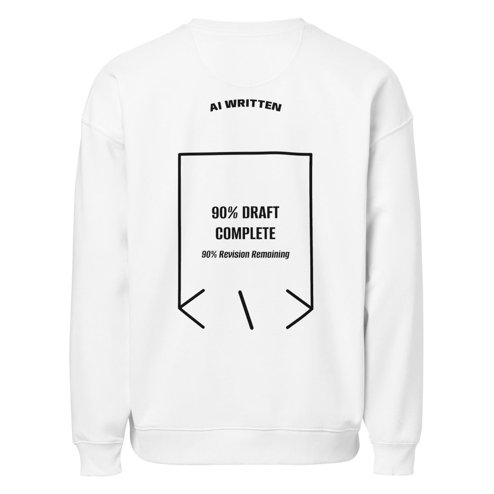 90% Draft Complete — White Black back mockup