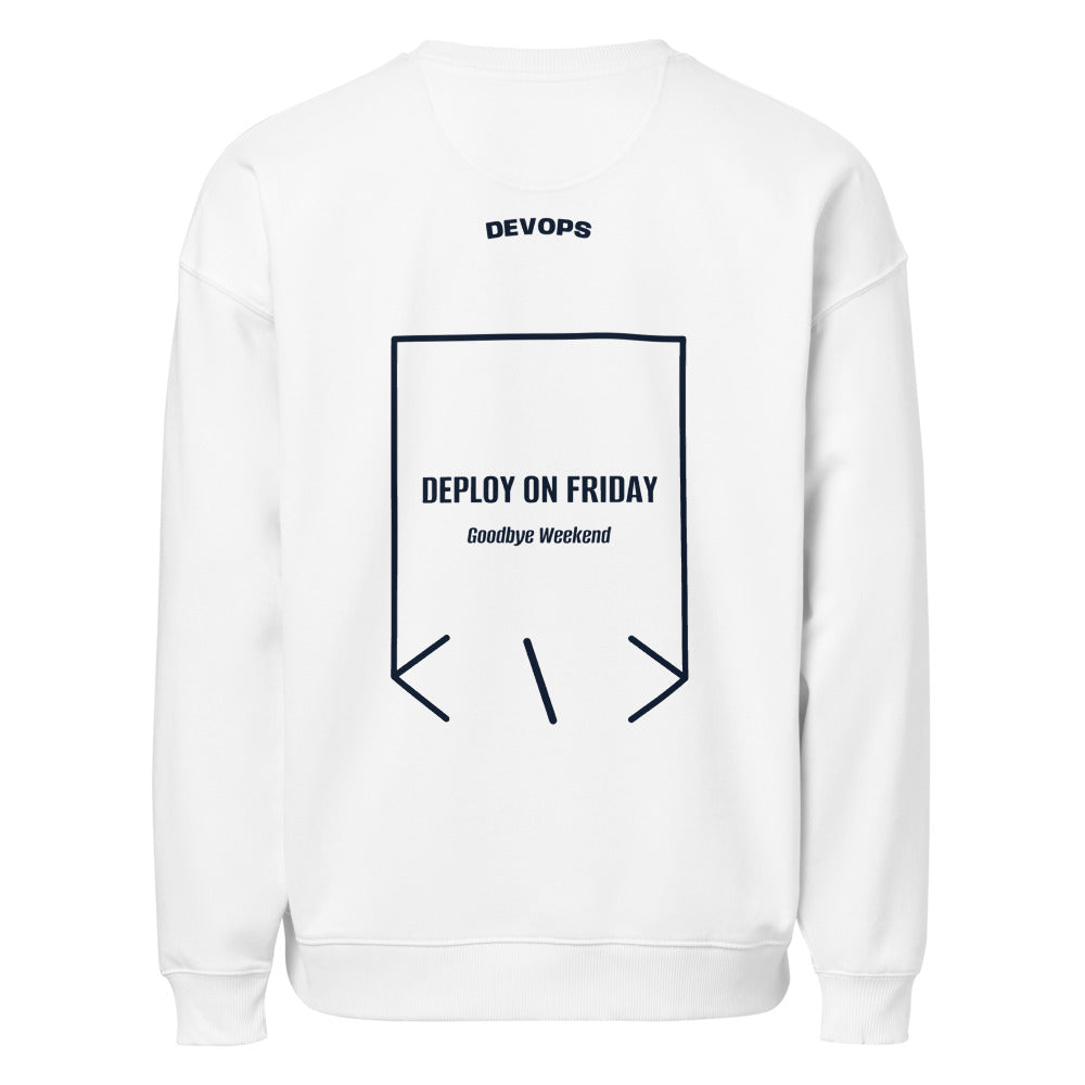Deploy On Friday — White French Navy back mockup