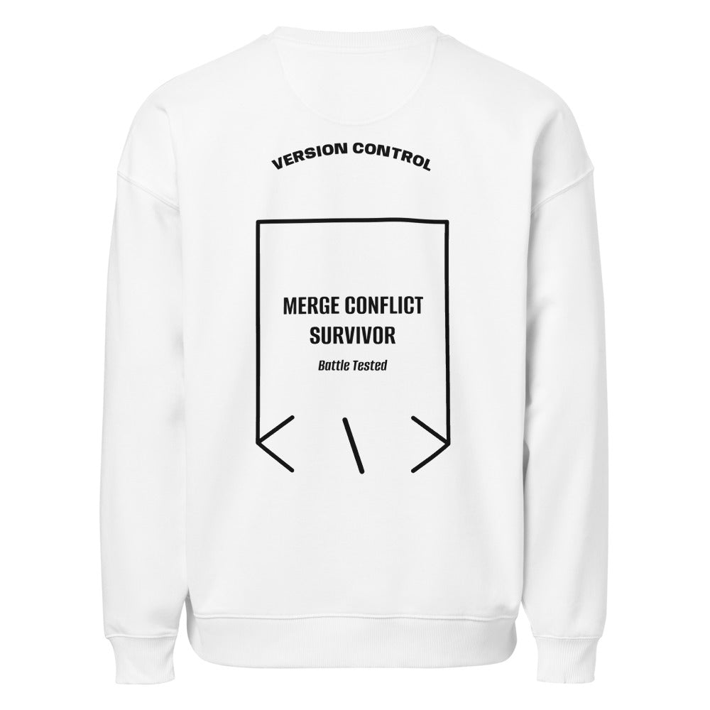 Merge Conflict Survivor — White Black back mockup