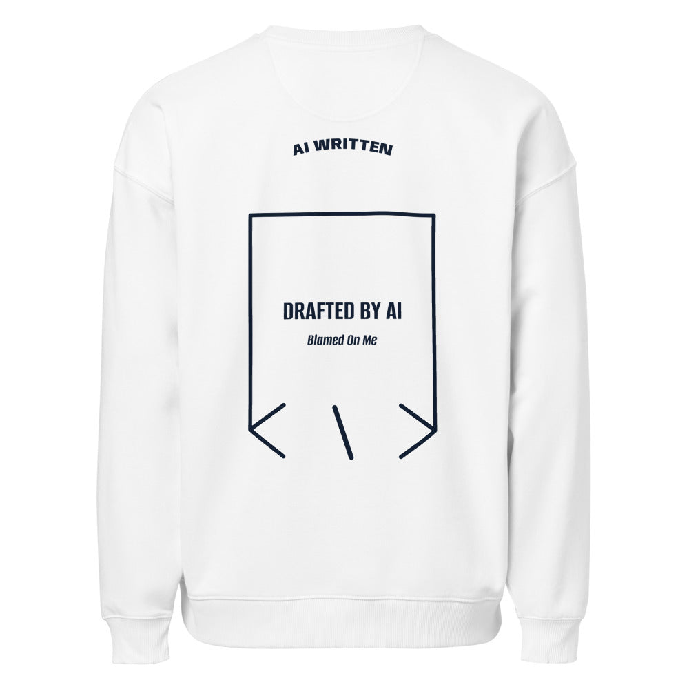 Drafted By AI — White French Navy back mockup