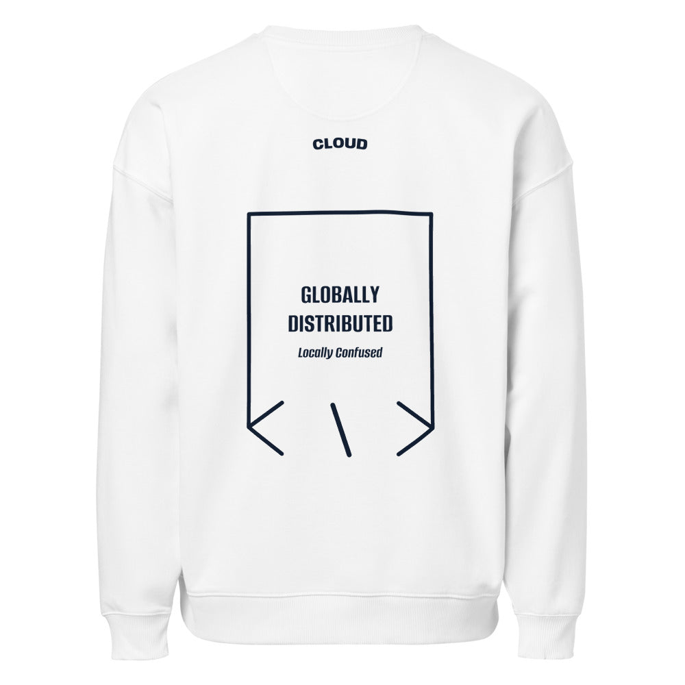 Globally Distributed — White French Navy back mockup