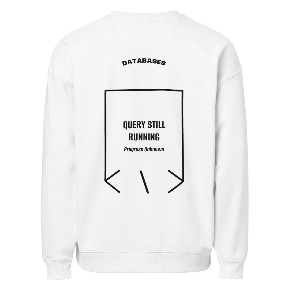 Query Still Running — White Black back mockup