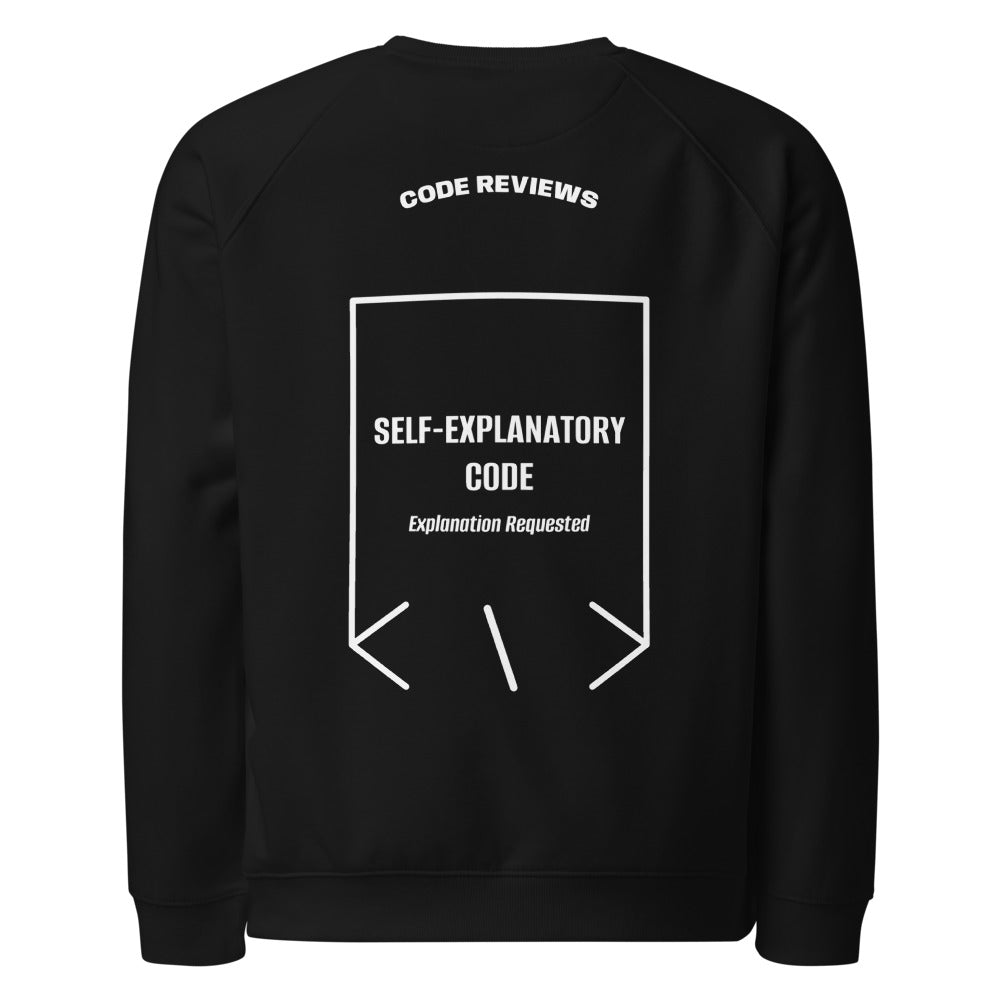 Self-Explanatory Code — Black White back mockup