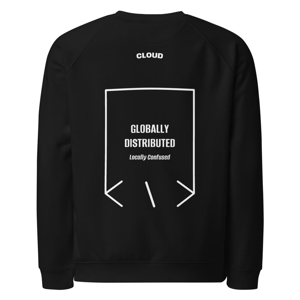 Globally Distributed — Black White back mockup