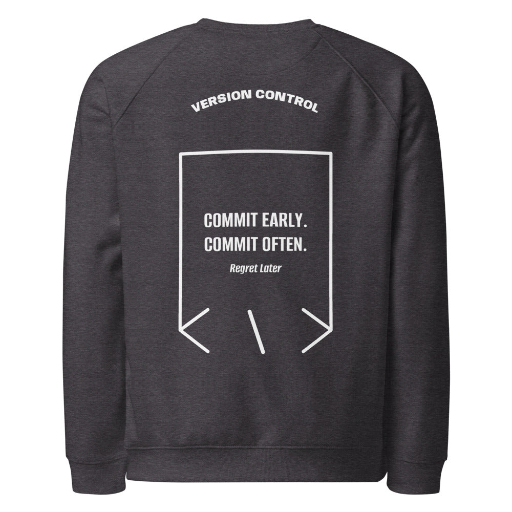 Commit Early. Commit Often. — Charcoal Melange White back mockup