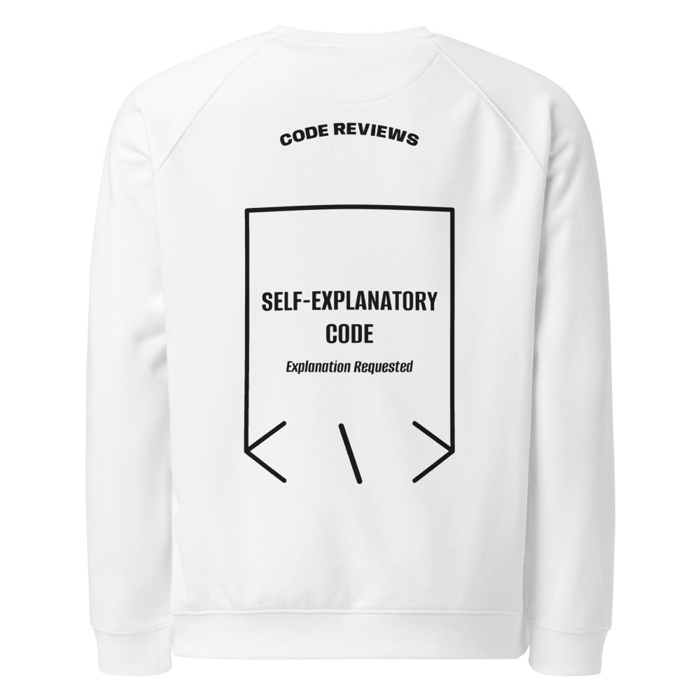 Self-Explanatory Code — White Black back mockup