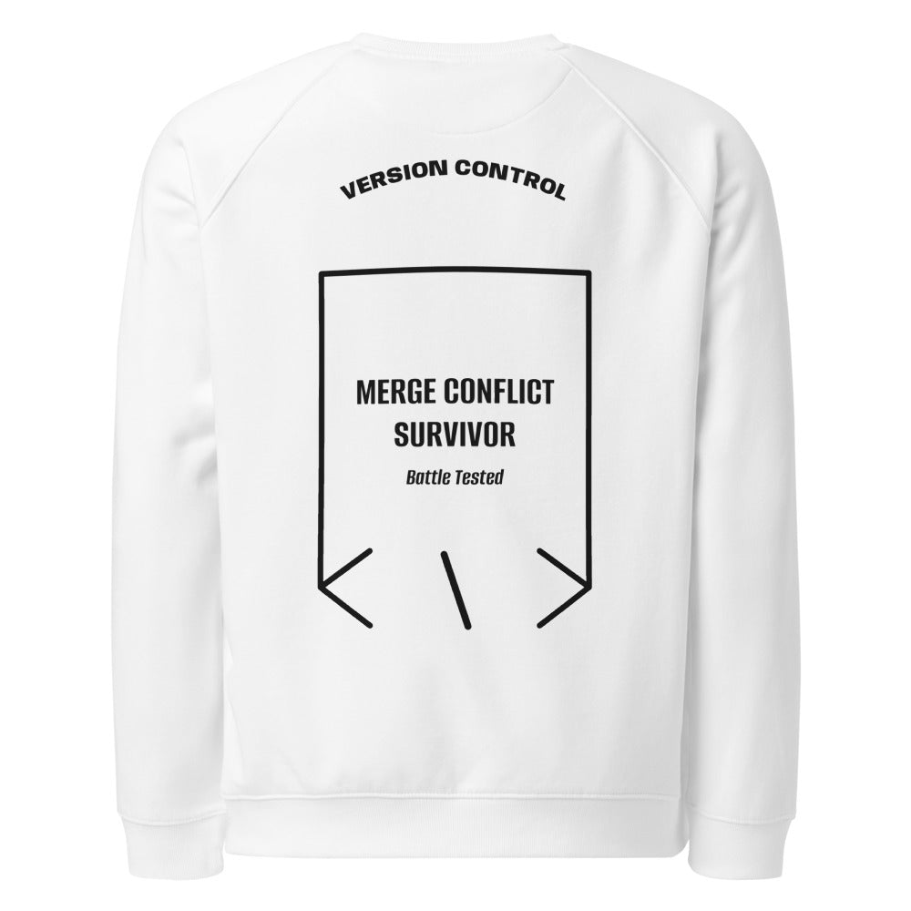 Merge Conflict Survivor — White Black back mockup