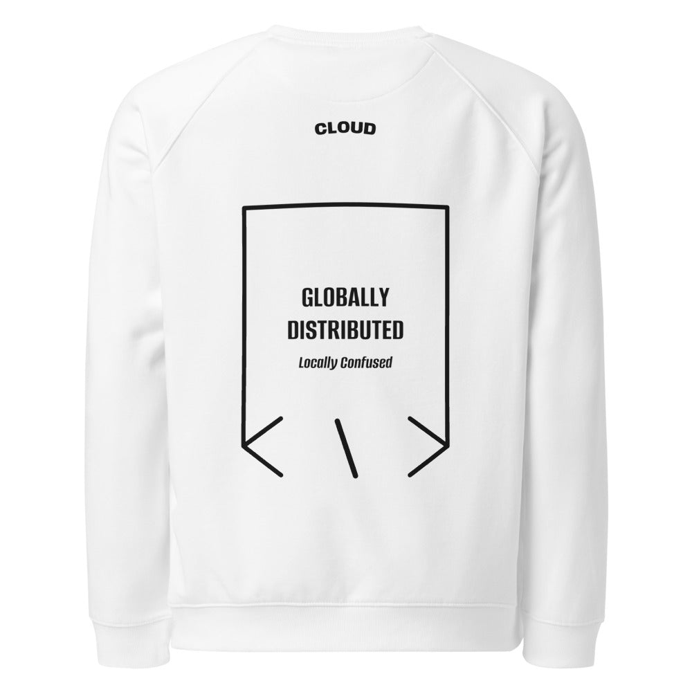 Globally Distributed — White Black back mockup