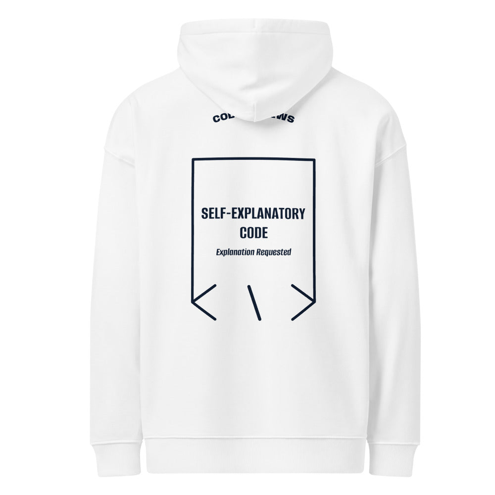 Self-Explanatory Code — White French Navy back mockup