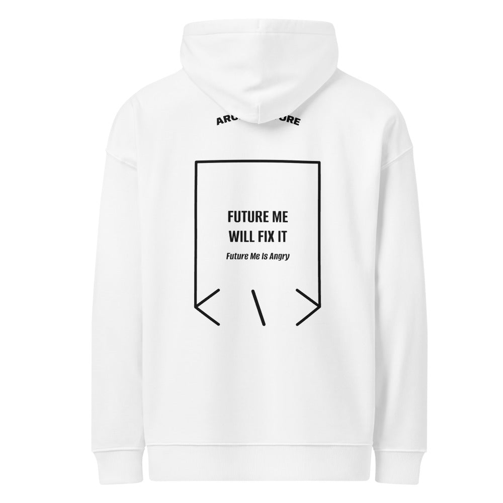 Future Me Will Fix It — White Black back mockup