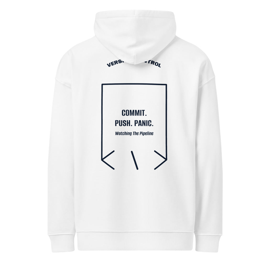 Commit. Push. Panic. — White French Navy back mockup