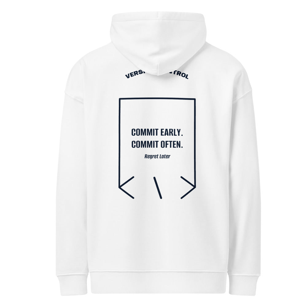 Commit Early. Commit Often. — White French Navy back mockup