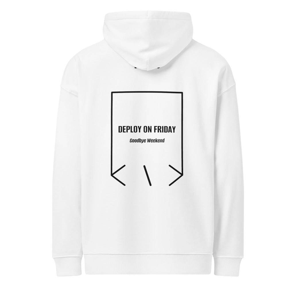 Deploy On Friday — White Black back mockup