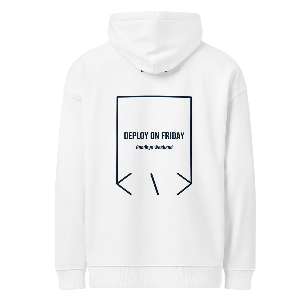 Deploy On Friday — White French Navy back mockup