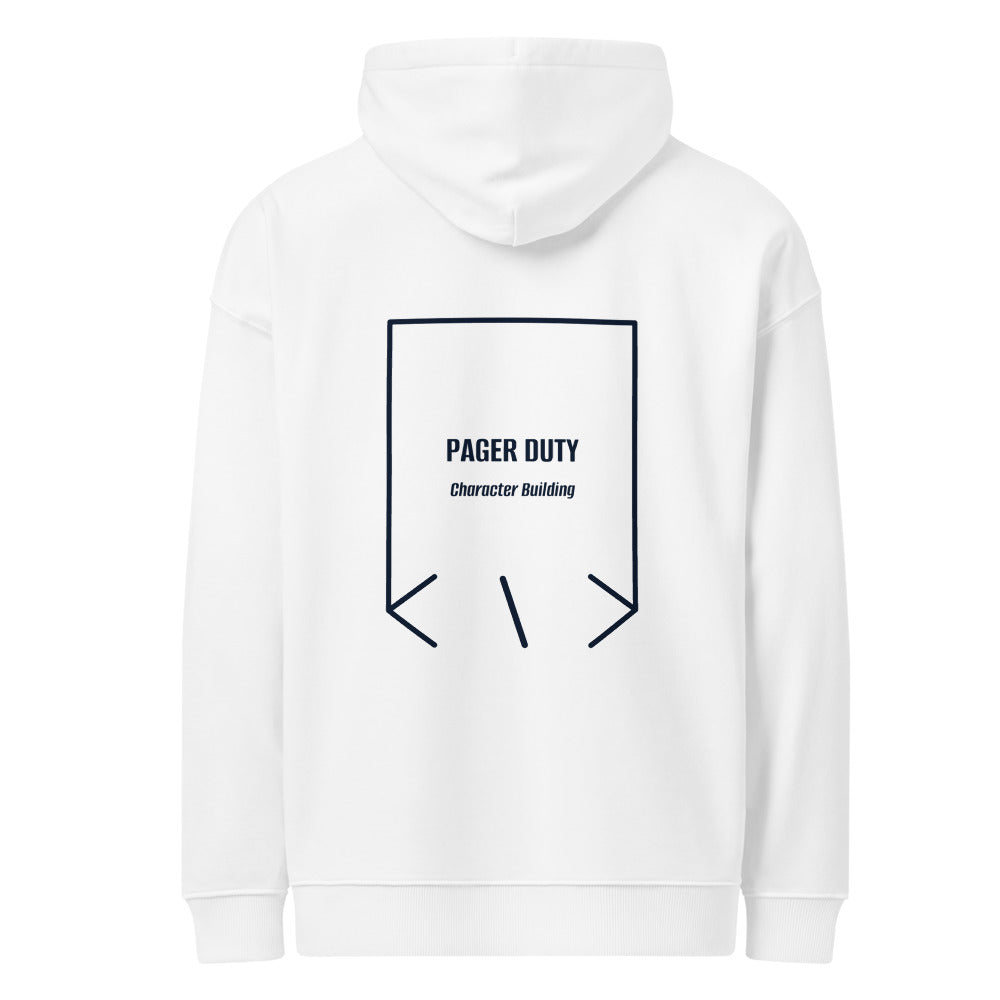Pager Duty — White French Navy back mockup