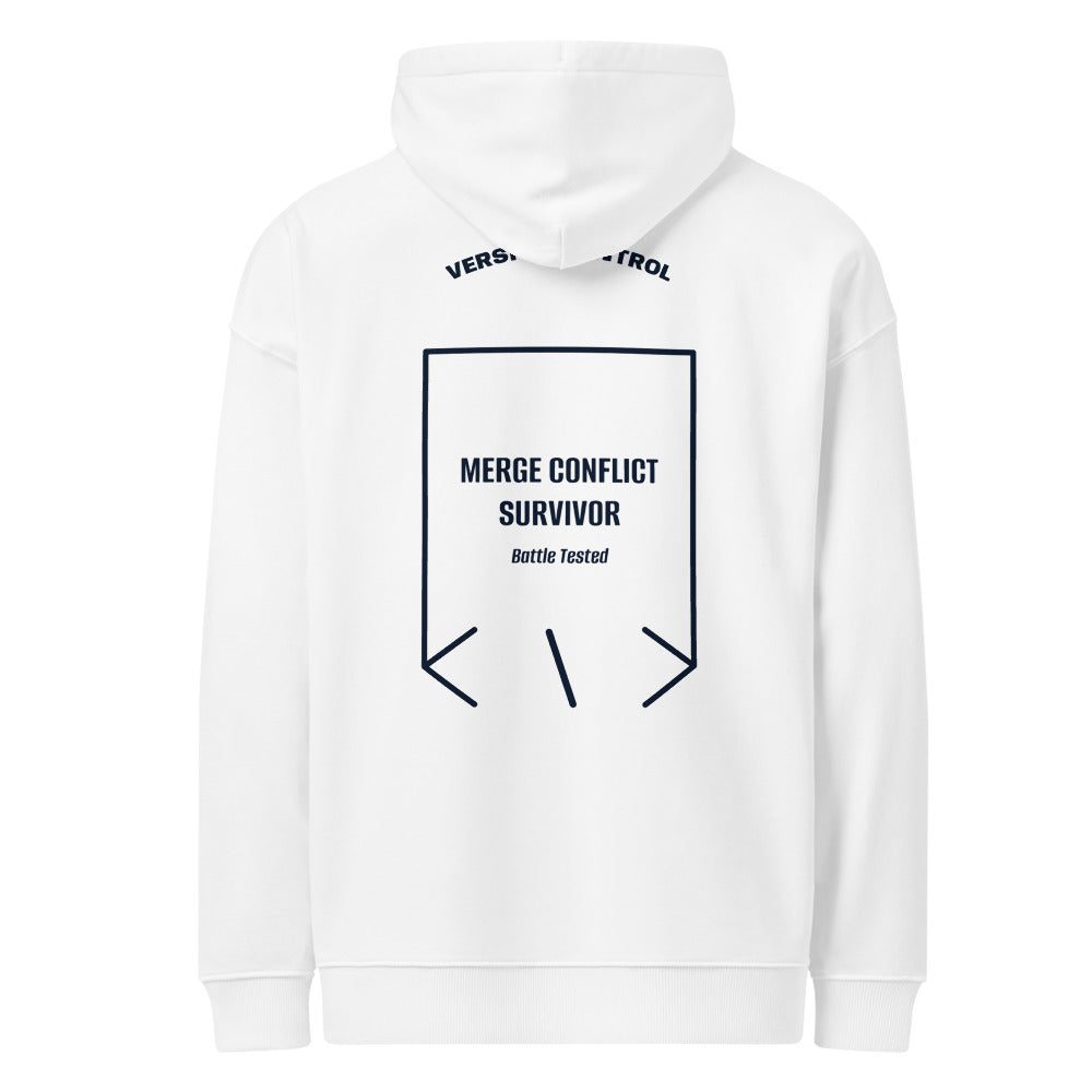 Merge Conflict Survivor — White French Navy back mockup