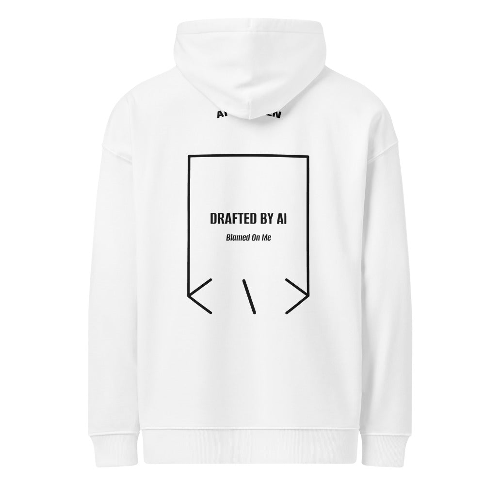 Drafted By AI — White Black back mockup